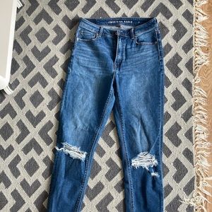 AE Distressed Stretch Mom Jean